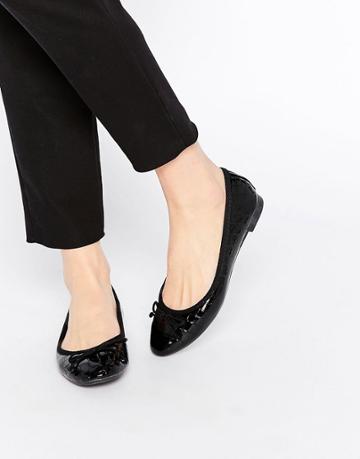 New Look Patent Croc Effect Ballet Flat Shoes - Black