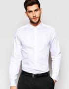Asos White Shirt With Double Cuff In Egyptian Cotton In Regular Fit - White