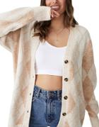 Cotton: On Intarsia Print Knitted Cardigan In Pink-multi