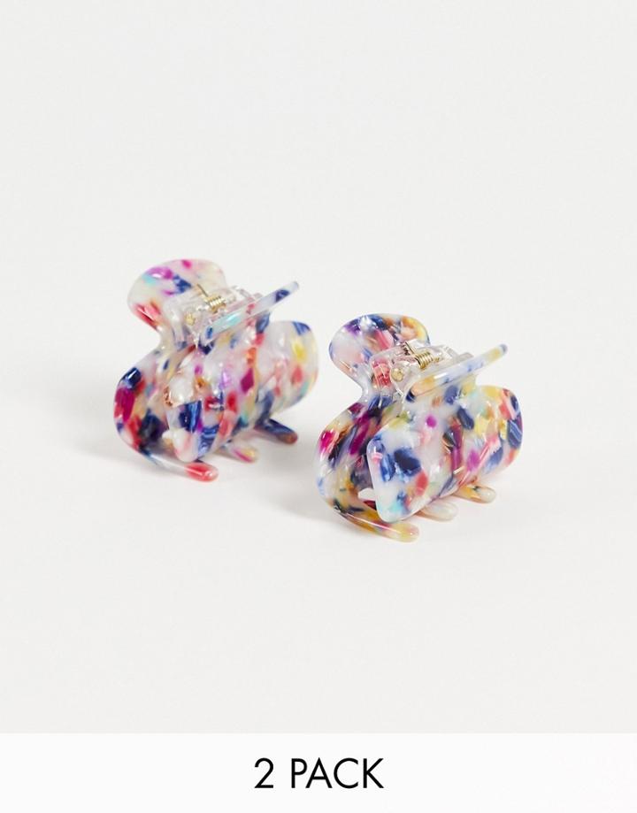 My Accessories London Multipack X2 Hair Claw Clips In Tortoiseshell Resin