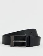 Smith & Canova Leather Croc Belt In Black