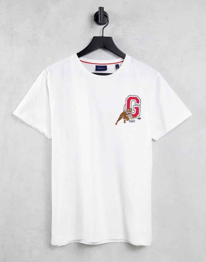 Gant T-shirt With Tiger Logo In White