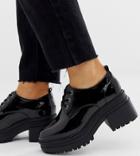 Asos Design Wide Fit Survivor Chunky Mid-heels In Black Patent - Black