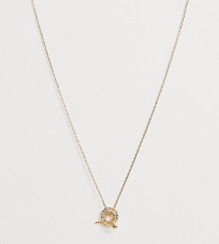 Asos Design Curve Necklace With Vintage Style Snake Pendant On Thread Through Chain In Gold