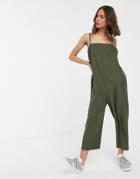 Asos Design Minimal Square Neck Jumpsuit-green