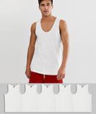 Asos Design Organic Tank 5 Pack Multipack Saving - White