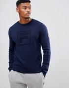 Fila Vintage Sweater With Large Towelling Logo In Blue - Blue