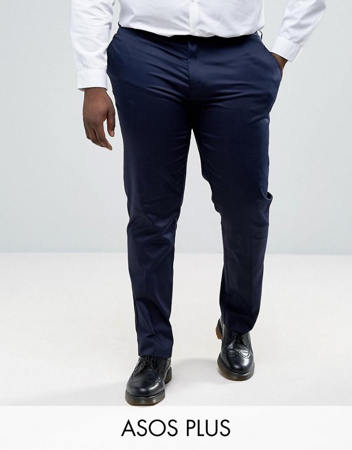 Asos Plus Skinny Smart Chinos In Navy - Navy