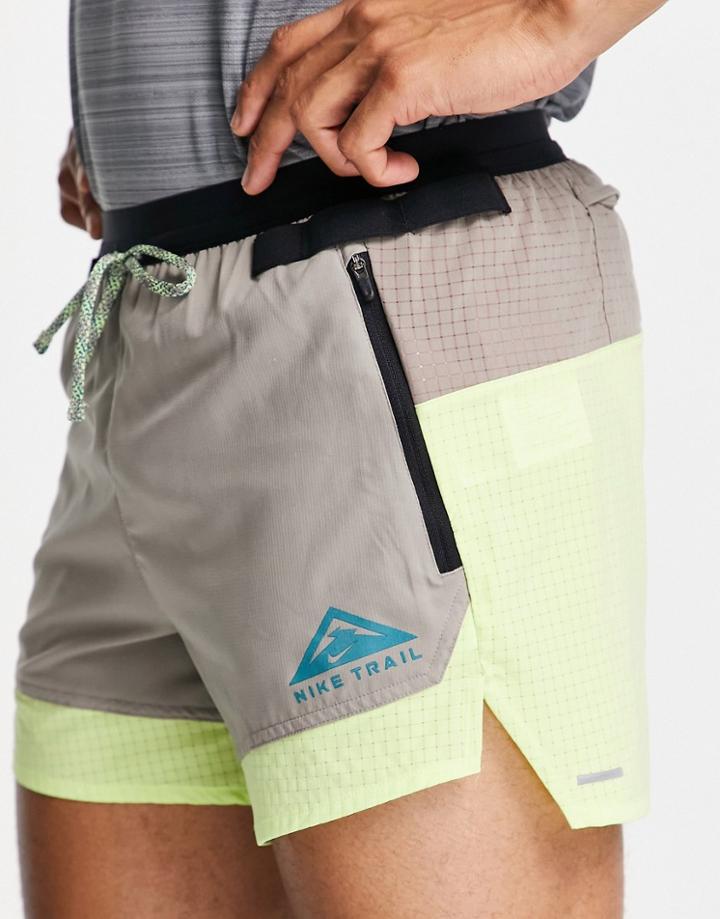 Nike Running Trail Flex Stride 5 Inch Shorts In Lime-green