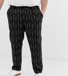 Asos Design Plus Slim Crop Pants In Black With Waterfall Stripe - Black