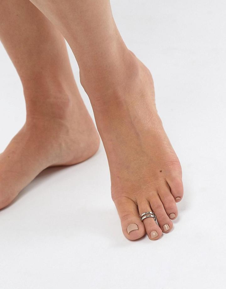 Asos Design Simple Double Row Toe Ring - Silver