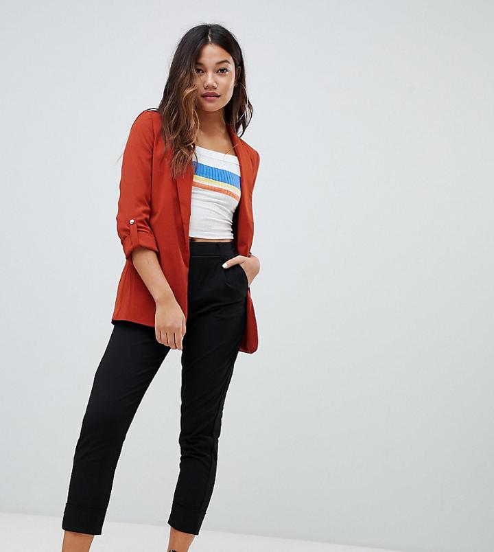 Bershka Turn Up Leg Pants-black