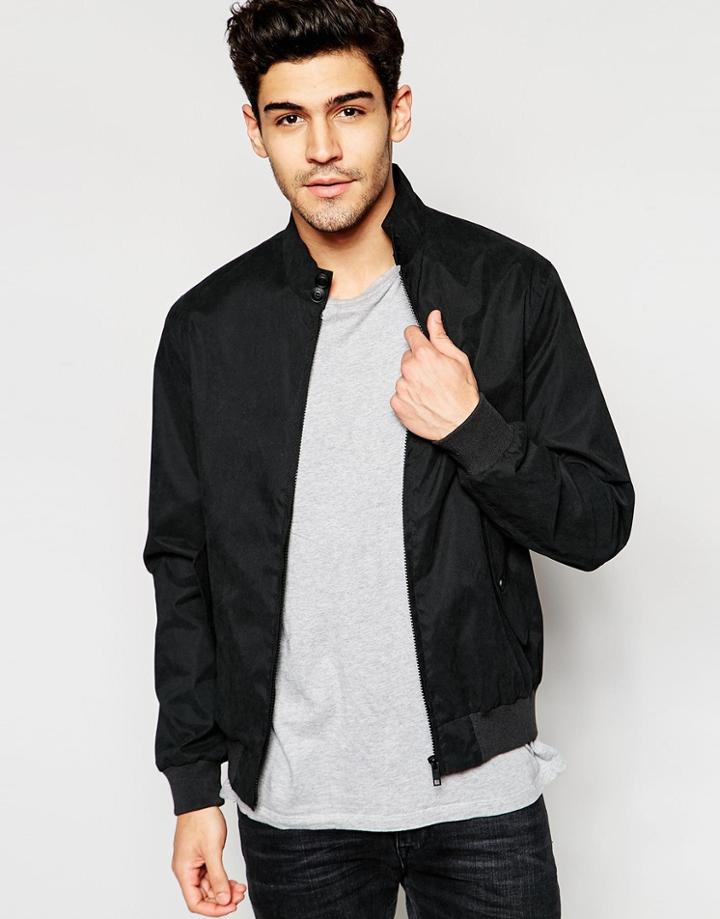 Brave Soul Summer Harrington Check Lined Jacket - Black