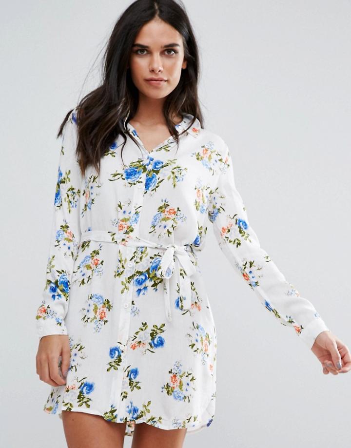 Unique21 Printed Shirt Dress - Blue