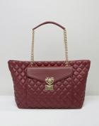 Love Moschino Quilted Tote Bag With Pocket Detail - Red
