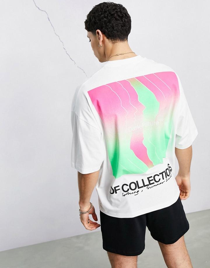 Asos Dark Future Oversized T-shirt With Large Back Graphic And Logo Print In White