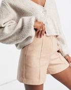 Vero Moda Frsh High Waisted Wool Short In Beige-neutral