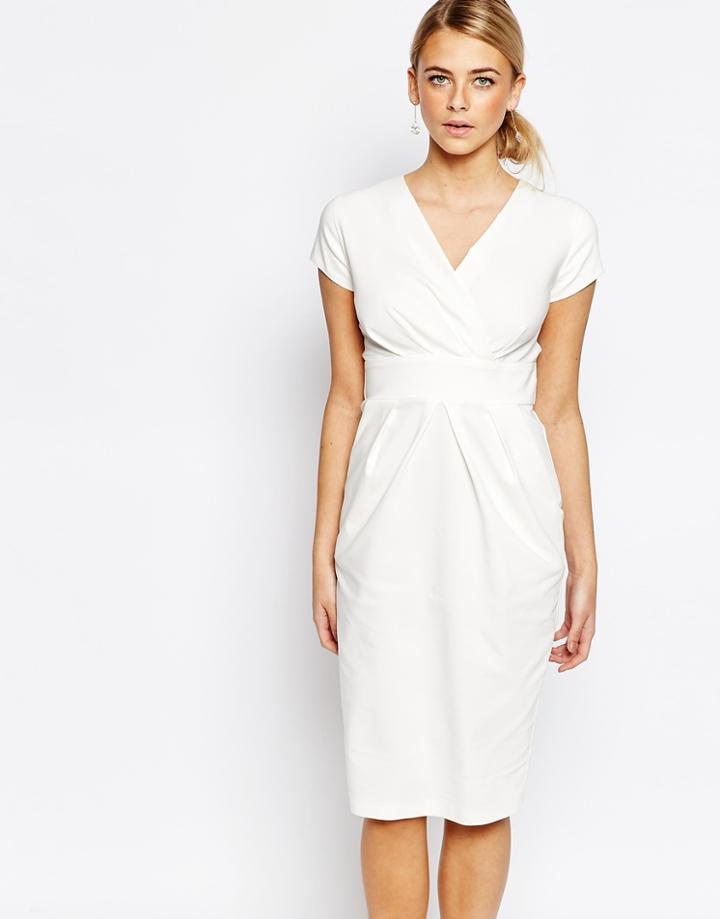 Closet Wrap Front Tulip Dress - Cream