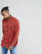 New Look Oversized Shirt In Washed Red Check - Red