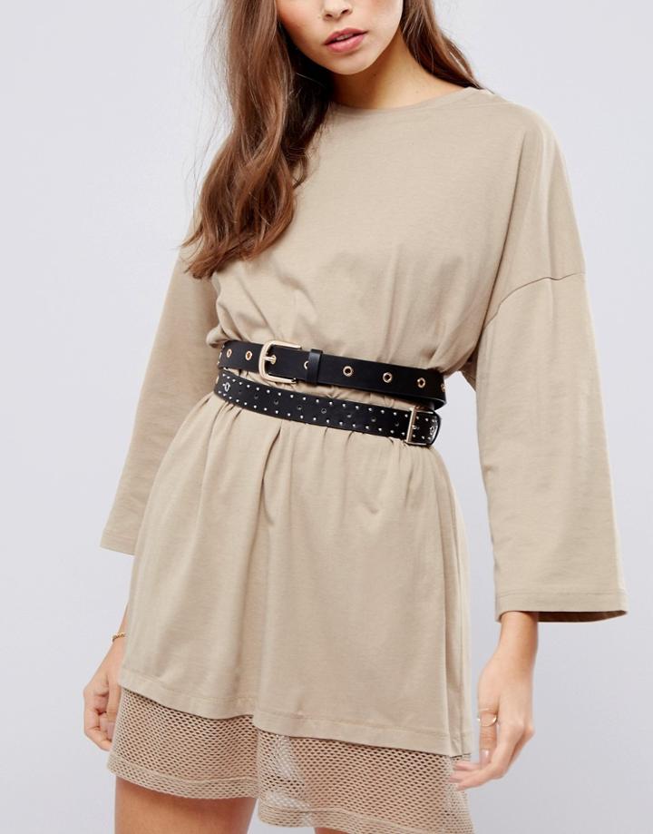 Asos Double Wrap 9 Hole Waist Belt - Black