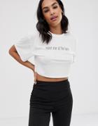 South Beach Boxy Crop Slogan Tee Meet Me At The Barre-cream