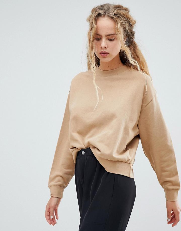 Weekday Huge Cropped Sweatshirt In Stone - Beige