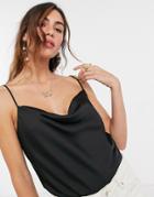 River Island Tie Detail Satin Cami In Green
