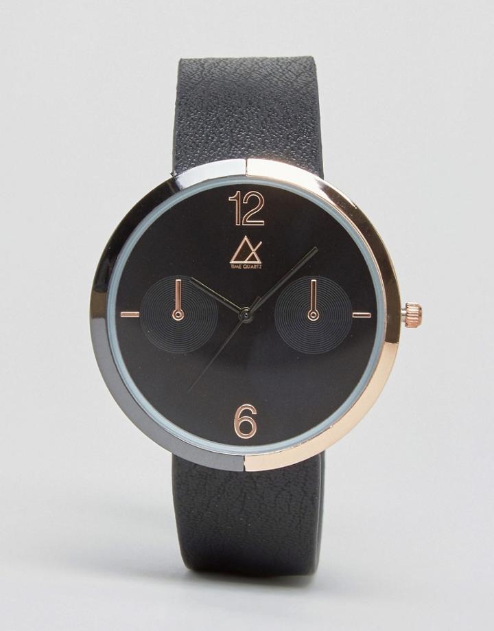 Asos Watch In Black And Rose Gold With Mixed Metal Case - Black