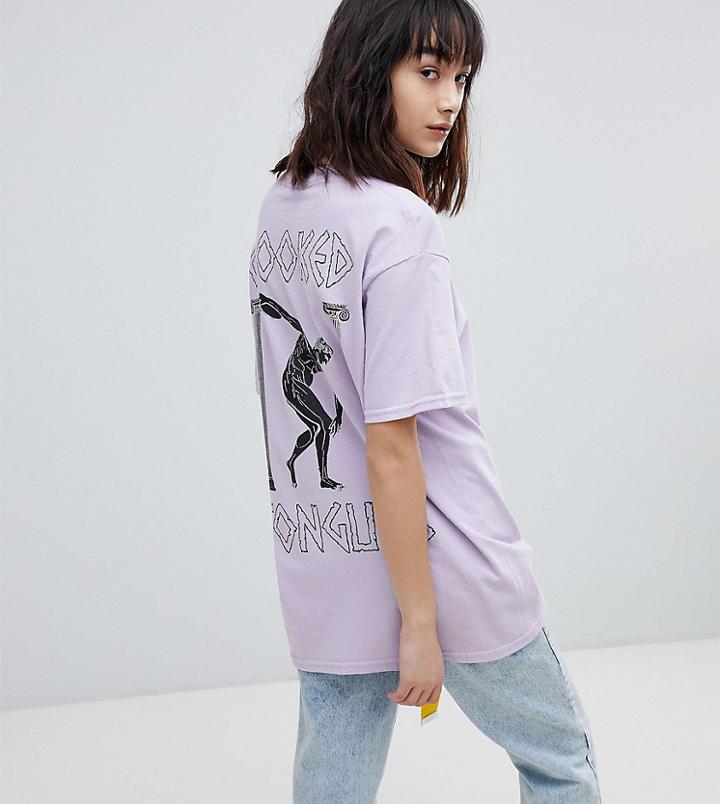 Crooked Tongues T-shirt In Purple With Hercules Back Print - Purple
