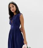 Tfnc Lace Detail Midi Bridesmaid Dress - Navy