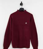 Le Breve Tall Heavy Ribbed Turtleneck Sweater In Burgundy-red