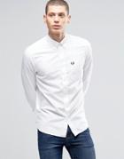 Fred Perry Oxford Shirt With Pocket In White In Slim Fit - White