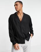 New Look Long Sleeve Shirt With Revere Collar In Black
