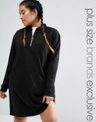 Daisy Street Plus High Neck Jersey Dress With Zip Detail - Black