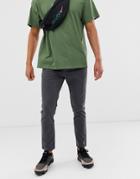 Asos Design Slim Chinos With Elastic Waist In Washed Black - Black