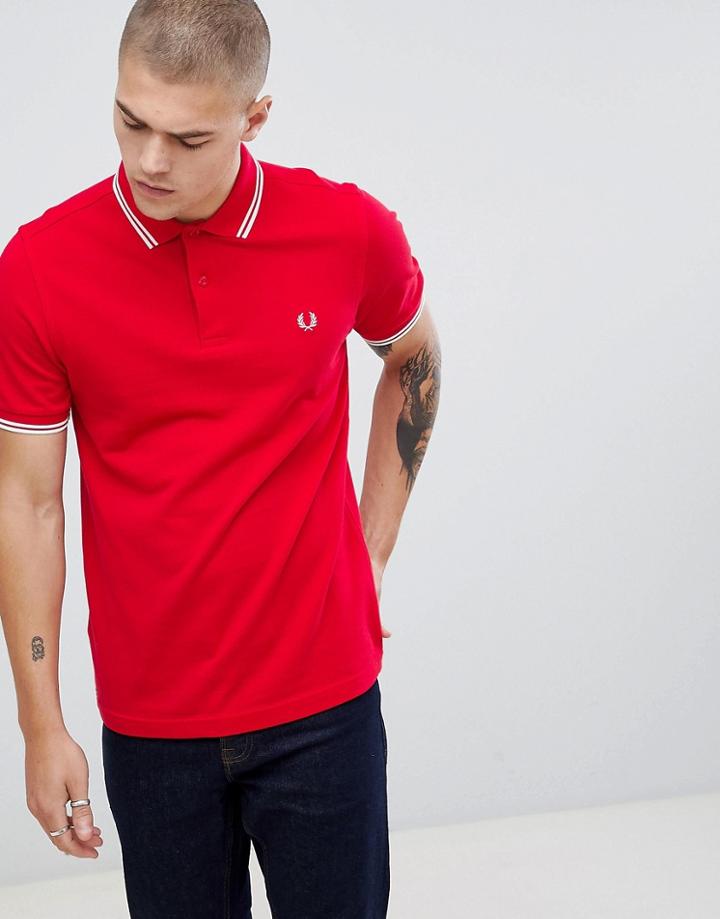 Fred Perry Twin Tipped Polo In Red - Red