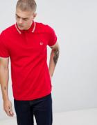 Fred Perry Twin Tipped Polo In Red - Red