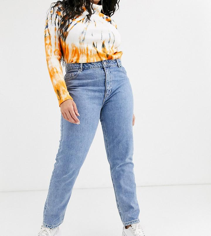 Vero Moda Curve High Waist Ankle Grazer Mom Jean-blue