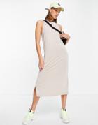 Noisy May Slinky Slide Slit Midi Dress In Stone-neutral