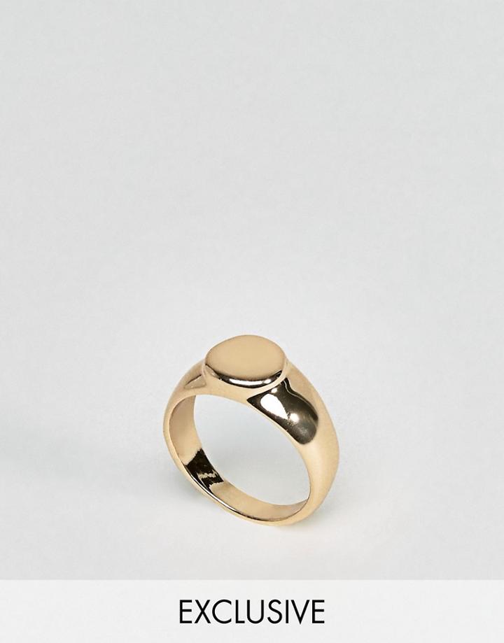Designb Gold Signet Pinkie Ring Exclusive To Asos - Gold