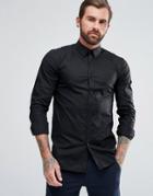 Hugo By Hugo Boss Elisha Extra Slim Fit Stretch Poplin Shirt In Black - Black
