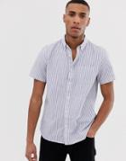 Burton Menswear Shirt With Stripes In Blue - Blue