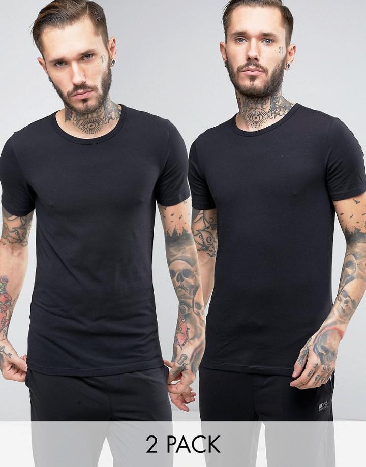 Boss Black By Hugo Boss Crew T-shirt 2 Pack In Slim Fit Black - Black