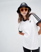 Adidas Originals 3 Stripe Ringer T-shirt In White