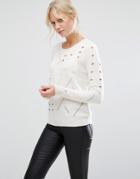 Shae Sophie Perforated Sweater - White
