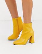 Asos Design Ending Heeled Ankle Boots In Yellow