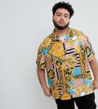 Asos Design Plus Oversized Vintage Baroque Style Printed Shirt - Multi