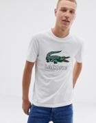 Lacoste Large Croc Print T-shirt In White