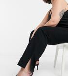 In The Style Plus X Shaughna High Waist Flared Jeans With Side Slits In Black