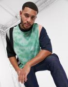 Asos Design Organic Oversized T-shirt With Half Sleeve And Contrast Wash Panel-multi